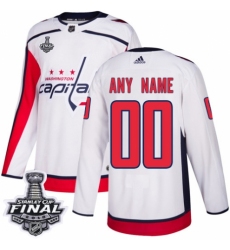 Youth Adidas Washington Capitals Customized Authentic White Away 2018 Stanley Cup Final NHL Jersey