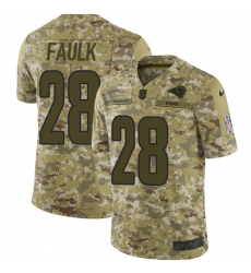Men's Nike Los Angeles Rams #28 Marshall Faulk Limited Camo 2018 Salute to Service NFL Jersey