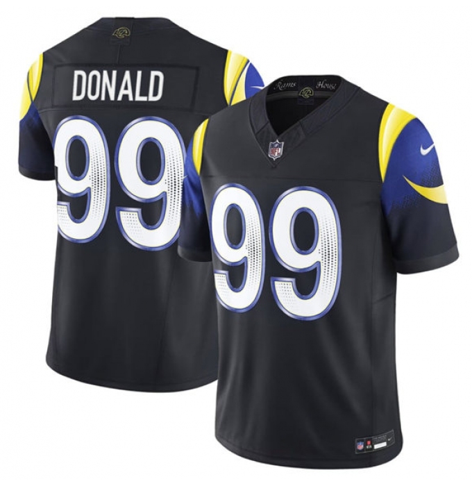 Men's Los Angeles Rams #99 Aaron Donald Black 2025 F.U.S.E. “Rivalries” Vapor Limited Football Stitched Jersey