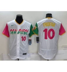 Men's San Diego Padres #10 Jurickson Profar White Number 2022 City Connect Flex Base Stitched Jersey