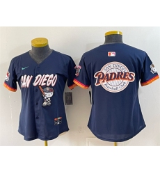 Womens San Diego Padres X Hello Kitty Team Big Logo Obsidian 2026 City Connect Stadium Stitched Baseball Jersey(Run Small)