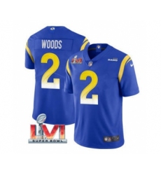 Men's Los Angeles Rams #2 Robert Woods Royal 2022 Super Bowl LVI Vapor Limited Stitched Jersey