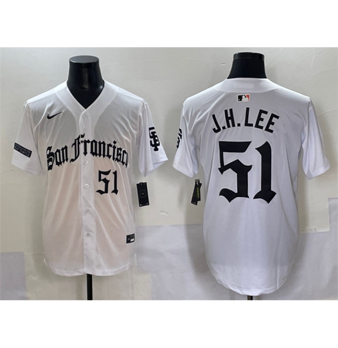 Men's San Francisco Giants #51 Jung Hoo Lee White 'Gothic Fog Edition' Vapor Premier Limited Stitched Baseball Jersey