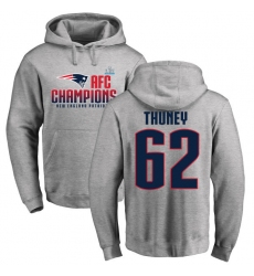 Nike New England Patriots #62 Joe Thuney Heather Gray 2017 AFC Champions Pullover Hoodie