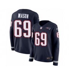 Women's Nike New England Patriots #69 Shaq Mason Limited Navy Blue Therma Long Sleeve NFL Jersey