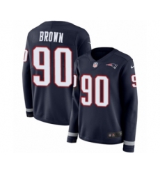 Women's Nike New England Patriots #90 Malcom Brown Limited Navy Blue Therma Long Sleeve NFL Jersey