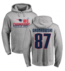 Nike New England Patriots #87 Rob Gronkowski Heather Gray 2017 AFC Champions Pullover Hoodie