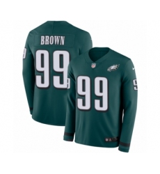 Youth Nike Philadelphia Eagles #99 Jerome Brown Limited Green Therma Long Sleeve NFL Jersey