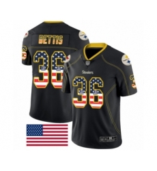 Men's Pittsburgh Steelers #36 Jerome Bettis Limited Black Rush USA Flag Football Jersey