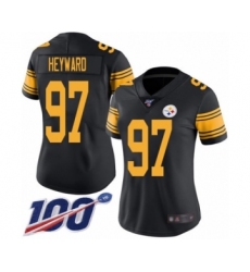 Women's Pittsburgh Steelers #97 Cameron Heyward Limited Black Rush Vapor Untouchable 100th Season Football Jersey