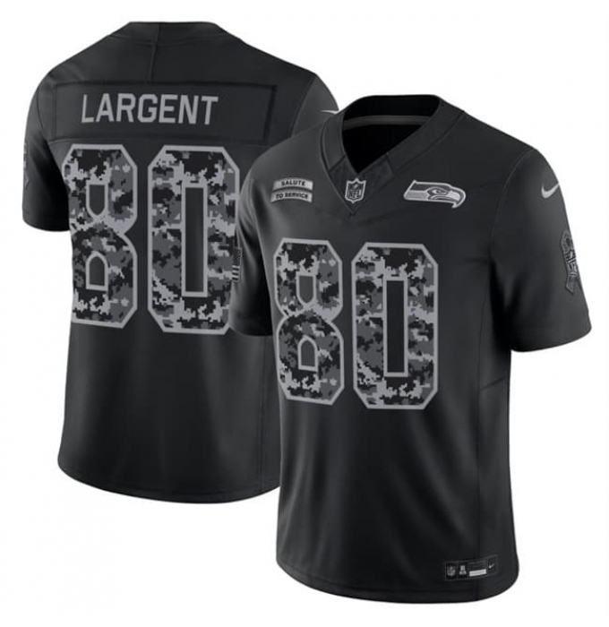 Men's Seattle Seahawks #80 Steve Largent Black 2026 F.U.S.E. Salute to Service Limited Football Stitched Jersey