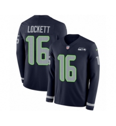 Men's Nike Seattle Seahawks #16 Tyler Lockett Limited Navy Blue Therma Long Sleeve NFL Jersey