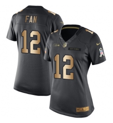 Women's Nike Seattle Seahawks 12th Fan Limited Black/Gold Salute to Service NFL Jersey Women's Nike Seattle Seahawks 12th Fan Limited Black/Gold Salute to Service NFL Jersey