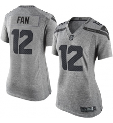 Women's Nike Seattle Seahawks 12th Fan Limited Gray Gridiron NFL Jersey