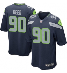 Men's Nike Seattle Seahawks #90 Jarran Reed Game Steel Blue Team Color NFL Jersey