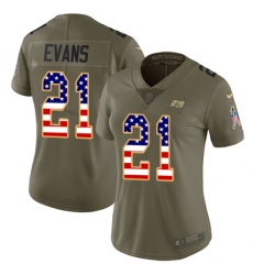 Women's Nike Tampa Bay Buccaneers #21 Justin Evans Limited Olive/USA Flag 2017 Salute to Service NFL Jersey