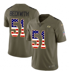 Men's Nike Tampa Bay Buccaneers #51 Kendell Beckwith Limited Olive/USA Flag 2017 Salute to Service NFL Jersey