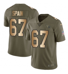 Youth Nike Tennessee Titans #67 Quinton Spain Limited Olive/Gold 2017 Salute to Service NFL Jersey