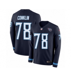 Men's Nike Tennessee Titans #78 Jack Conklin Limited Navy Blue Therma Long Sleeve NFL Jersey