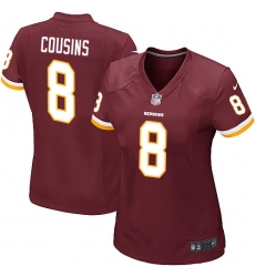 Women's Nike Washington Redskins #8 Kirk Cousins Game Burgundy Red Team Color NFL Jersey