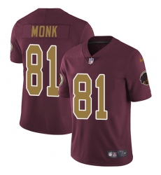 Youth Nike Washington Redskins #81 Art Monk Burgundy Red/Gold Number Alternate 80TH Anniversary Vapor Untouchable Limited Player NFL Jersey