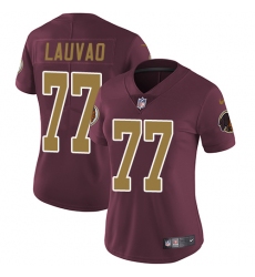 Women's Nike Washington Redskins #77 Shawn Lauvao Elite Burgundy Red/Gold Number Alternate 80TH Anniversary NFL Jersey