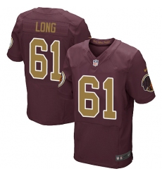 Men's Nike Washington Redskins #61 Spencer Long Elite Burgundy Red/Gold Number Alternate 80TH Anniversary NFL Jersey