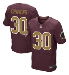 Men's Nike Washington Redskins #30 Su'a Cravens Elite Burgundy Red/Gold Number Alternate 80TH Anniversary NFL Jersey