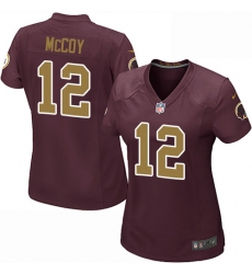 Women's Nike Washington Redskins #12 Colt McCoy Game Burgundy Red/Gold Number Alternate 80TH Anniversary NFL Jersey