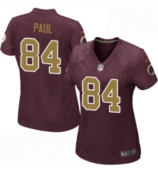 Women's Nike Washington Redskins #84 Niles Paul Game Burgundy Red/Gold Number Alternate 80TH Anniversary NFL Jersey