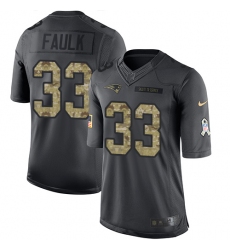 Men's Nike New England Patriots #33 Kevin Faulk Limited Black 2016 Salute to Service NFL Jersey