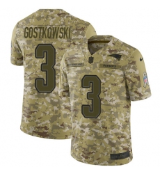 Men's Nike New England Patriots #3 Stephen Gostkowski Limited Camo 2018 Salute to Service NFL Jersey