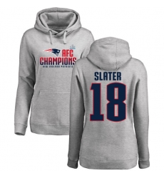 Women's Nike New England Patriots #18 Matthew Slater Heather Gray 2017 AFC Champions Pullover Hoodie