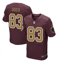Men's Nike Washington Redskins #83 Brian Quick Elite Burgundy Red/Gold Number Alternate 80TH Anniversary NFL Jersey