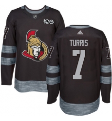 Men's Adidas Ottawa Senators #7 Kyle Turris Authentic Black 1917-2017 100th Anniversary NHL Jersey