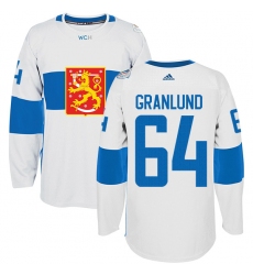 Men's Adidas Team Finland #64 Mikael Granlund Authentic White Home 2016 World Cup of Hockey Jersey