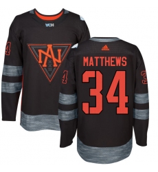 Youth Adidas Team North America #34 Auston Matthews Premier Black Away 2016 World Cup of Hockey Jersey