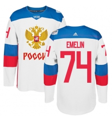 Men's Adidas Team Russia #74 Alexei Emelin Premier White Home 2016 World Cup of Hockey Jersey