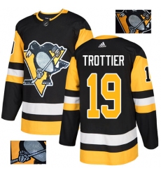Men's Adidas Pittsburgh Penguins #19 Bryan Trottier Authentic Black Fashion Gold NHL Jersey