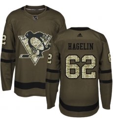 Youth Reebok Pittsburgh Penguins #62 Carl Hagelin Authentic Green Salute to Service NHL Jersey