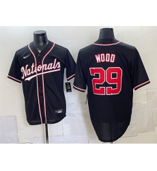 Men's Washington Nationals #29 James Wood 2026 Fashion Replica Black Out Stitched Baseball Jersey