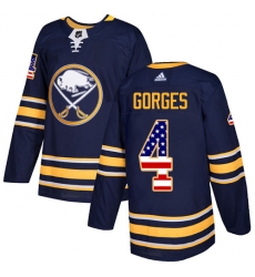 Men's Adidas Buffalo Sabres #4 Josh Gorges Authentic Navy Blue USA Flag Fashion NHL Jersey