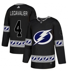 Men's Adidas Tampa Bay Lightning #4 Vincent Lecavalier Authentic Black Team Logo Fashion NHL Jersey