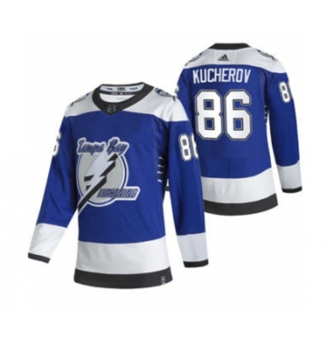 Men's Tampa Bay Lightning #86 Nikita Kucherov Blue 2020-21 Reverse Retro Alternate Hockey Jersey