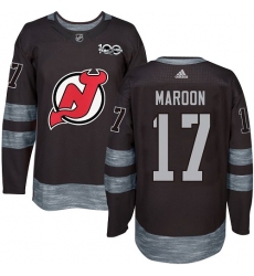 Men's Adidas New Jersey Devils #17 Patrick Maroon Authentic Black 1917-2017 100th Anniversary NHL Jersey