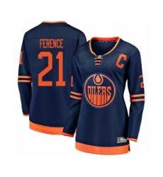 Women's Edmonton Oilers #21 Andrew Ference Authentic Navy Blue Alternate Fanatics Branded Breakaway Hockey Jersey