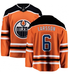 Men's Edmonton Oilers #6 Adam Larsson Fanatics Branded Orange Home Breakaway NHL Jersey