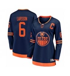 Women's Edmonton Oilers #6 Adam Larsson Authentic Navy Blue Alternate Fanatics Branded Breakaway Hockey Jersey