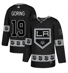 Men's Adidas Los Angeles Kings #19 Butch Goring Authentic Black Team Logo Fashion NHL Jersey