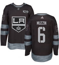 Men's Adidas Los Angeles Kings #6 Jake Muzzin Authentic Black 1917-2017 100th Anniversary NHL Jersey